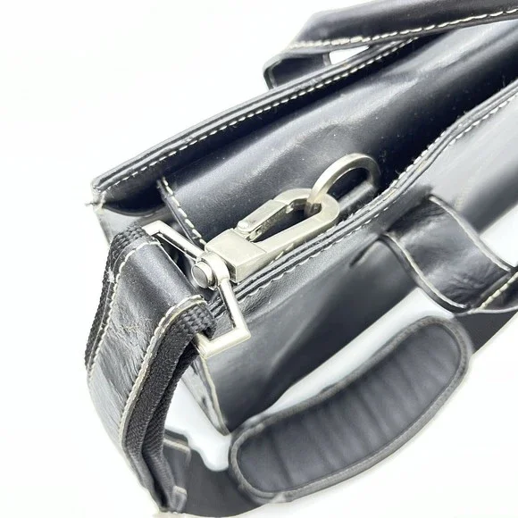 Samsonite Messenger Bag Laptop Case Black Leather Carry On - Picture 7 of 11